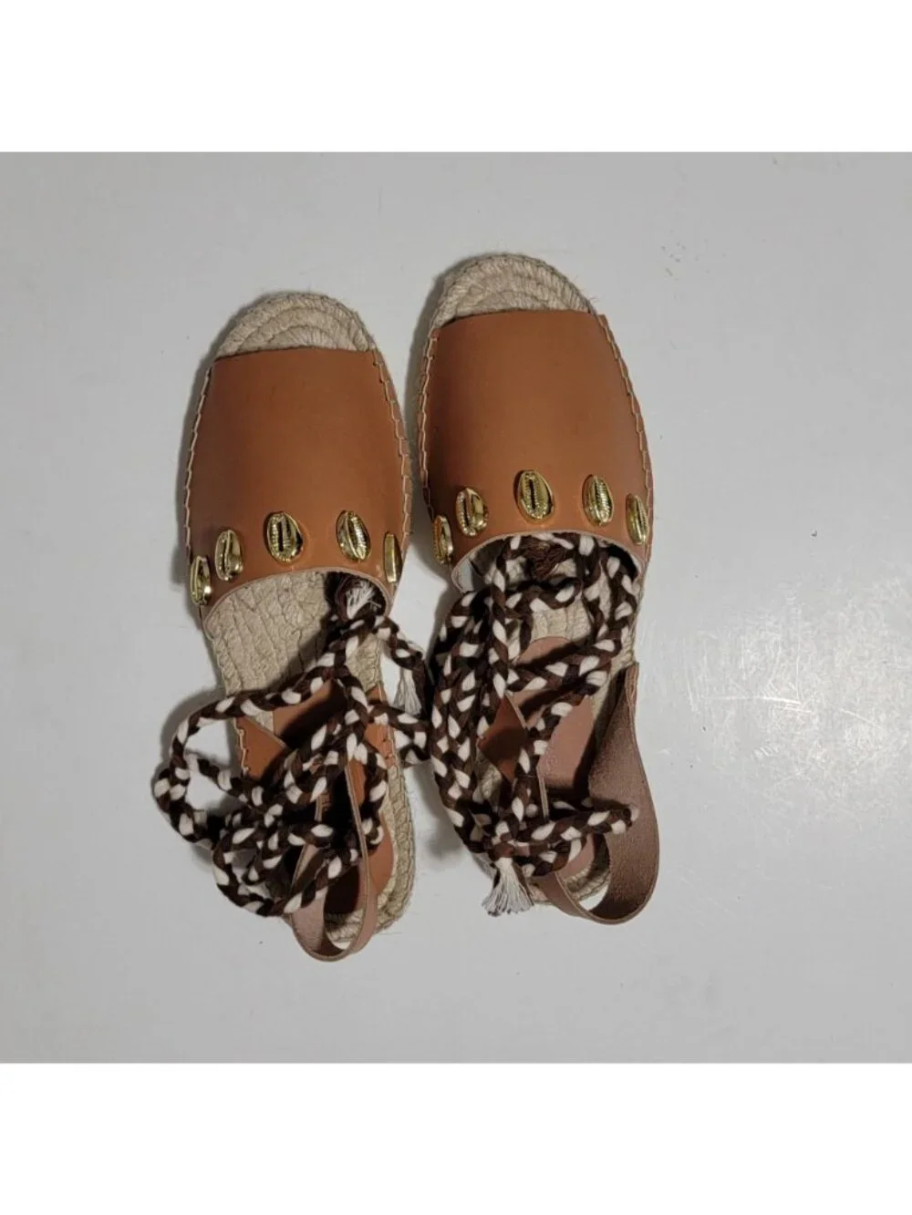 NEW Free People Wander Wrap Espadrilles Boho Chic Mermaid Seashell Womens 8